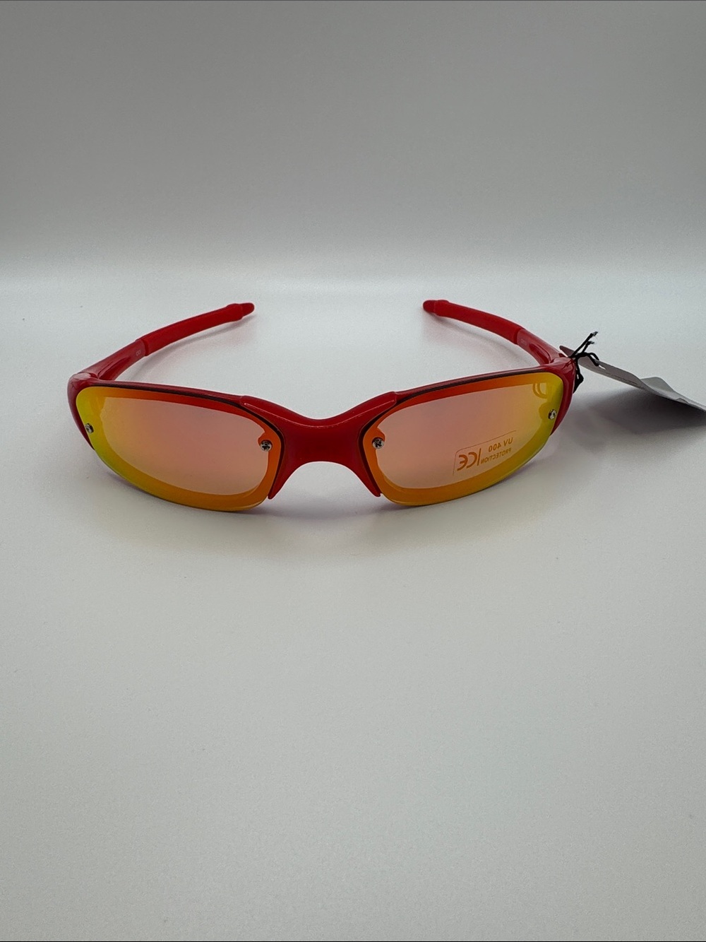Red Sport Sunglasses with Orange Mirrored Lenses